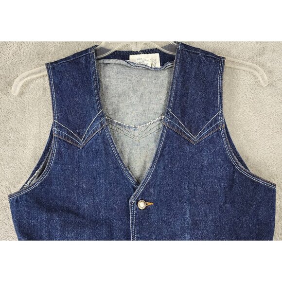 L' Avion Vest Womens Large Denim Button Up Western Embroidered Stars 90s Vintage - Picture 6 of 10